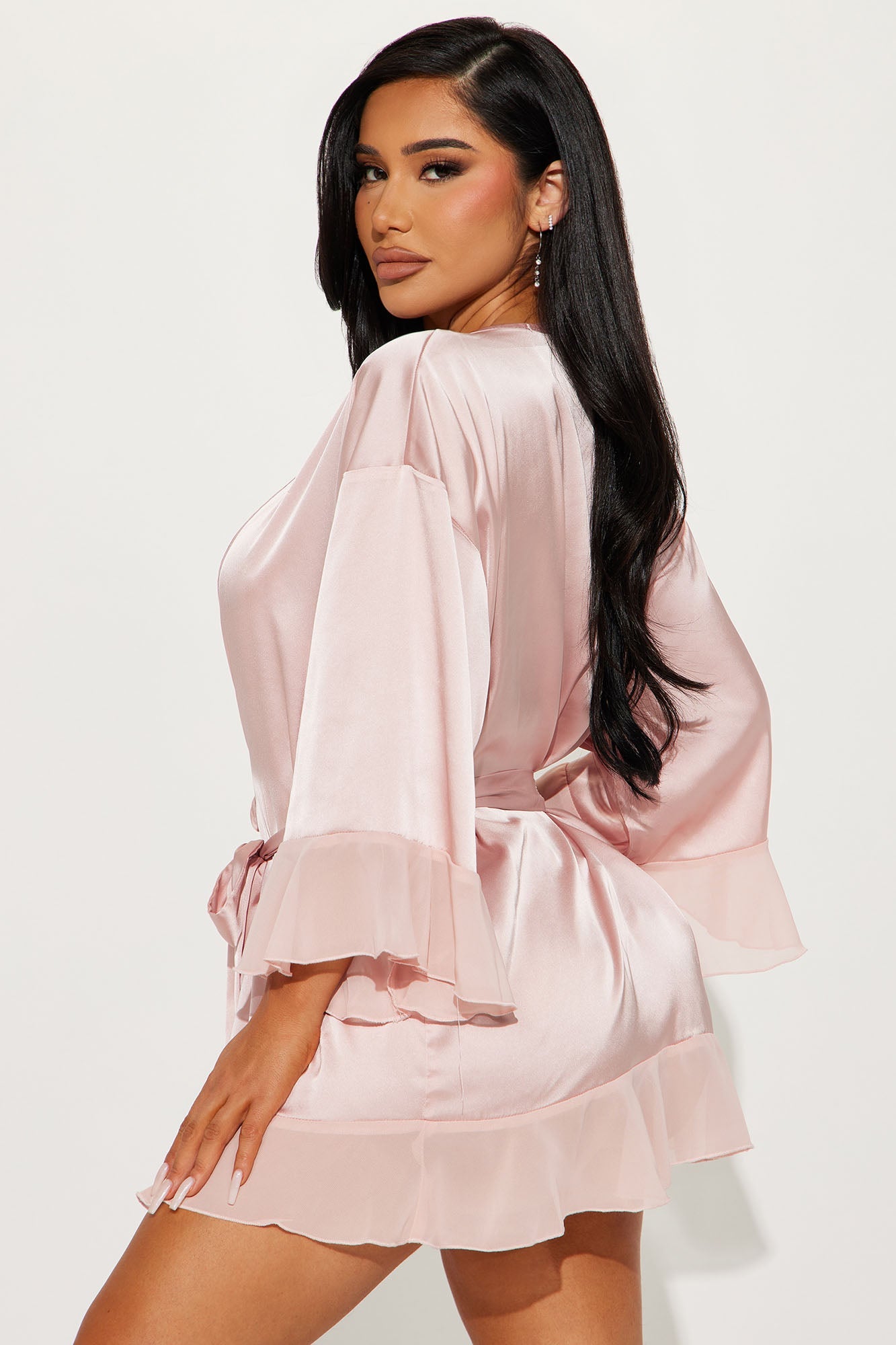 Completo Satin Teddy e Vestaglia - Rosa