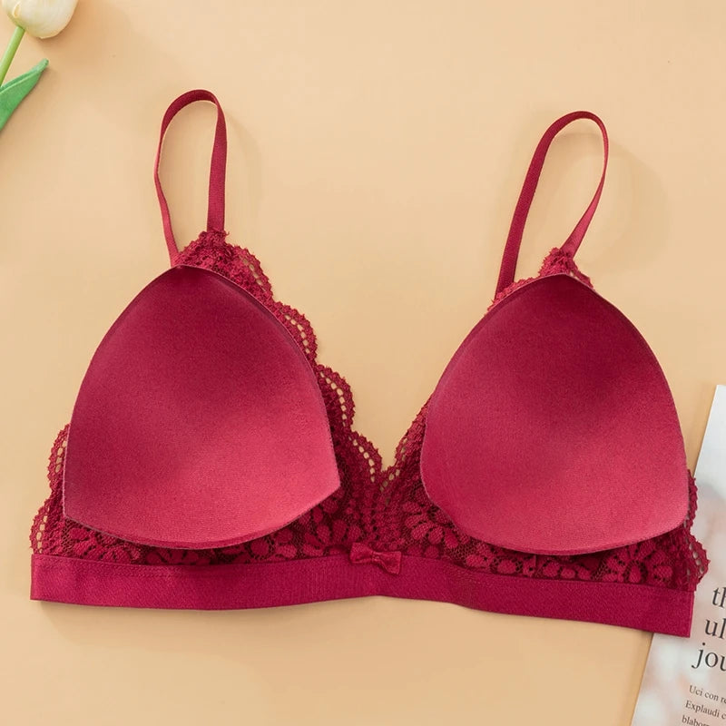 Reggiseno push-up in pizzo e slip