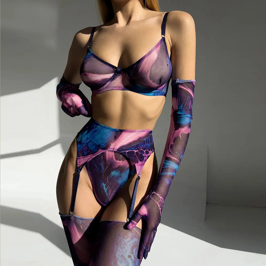 Set di Lingerie 5 Pezzi Tie-Dye