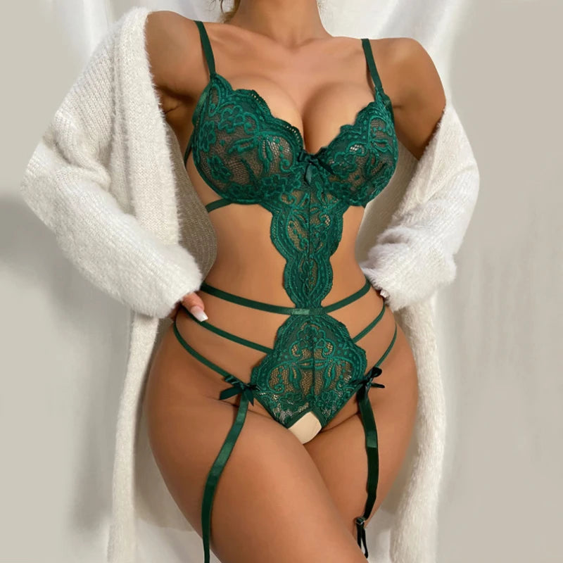 Lingerie sexy in pizzo floreale intero