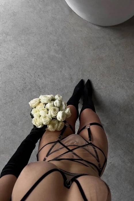 Set di Lingerie Trasparente Nudo a 4 Pezzi