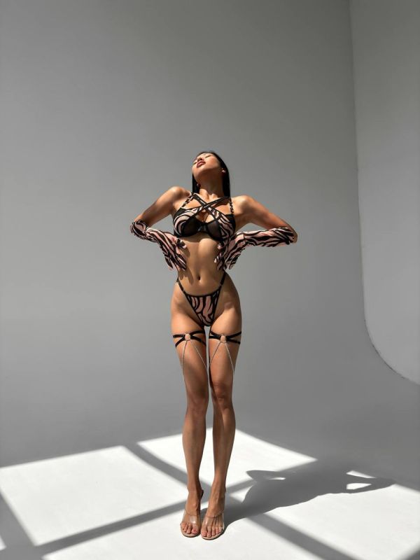 Set Intimo a 4 Pezzi con Stampa Animalier