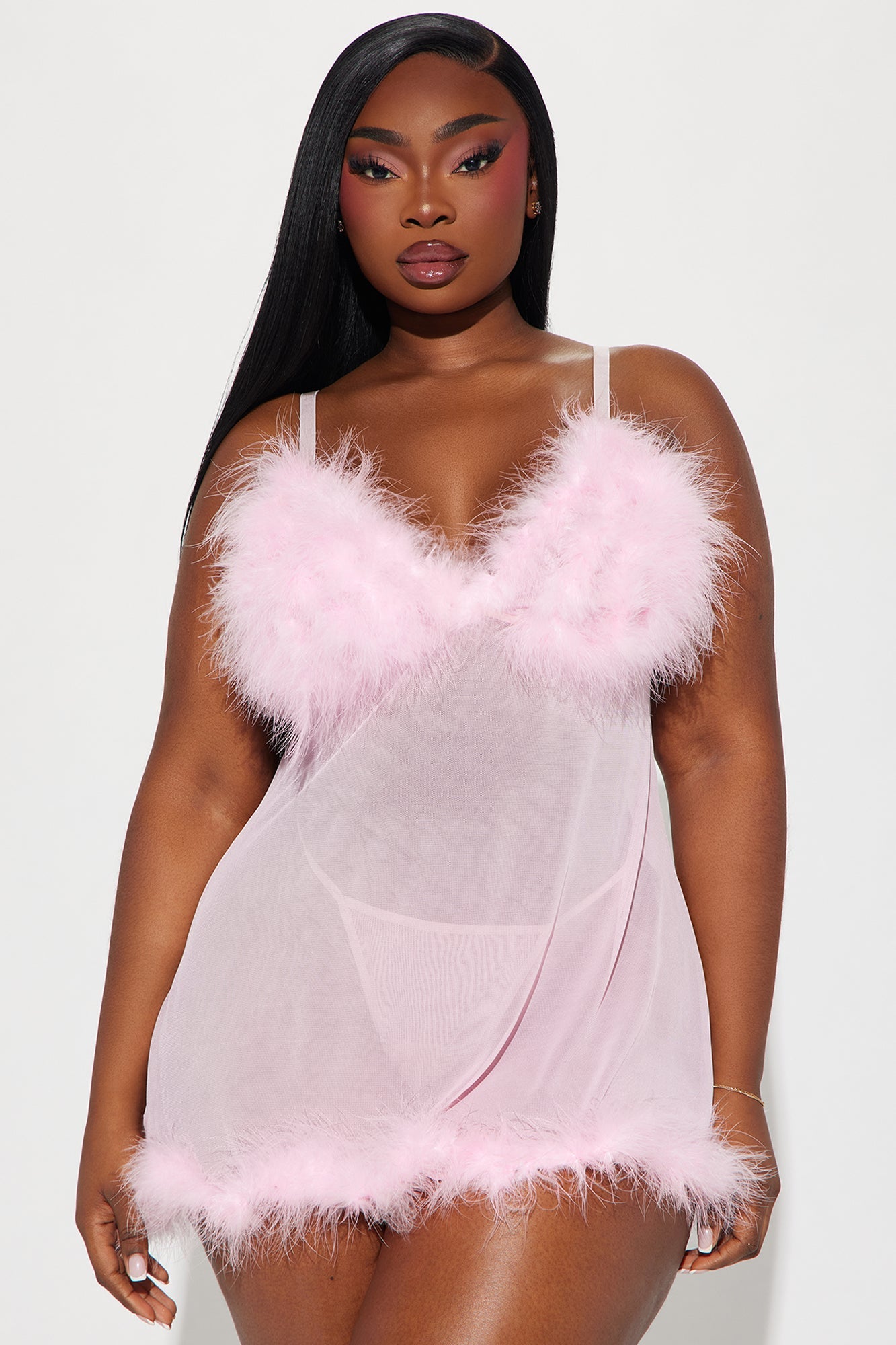 Babydoll di piume Sweet Lust - Rosa