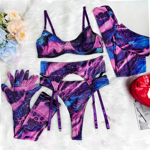 Set di Lingerie 5 Pezzi Tie-Dye