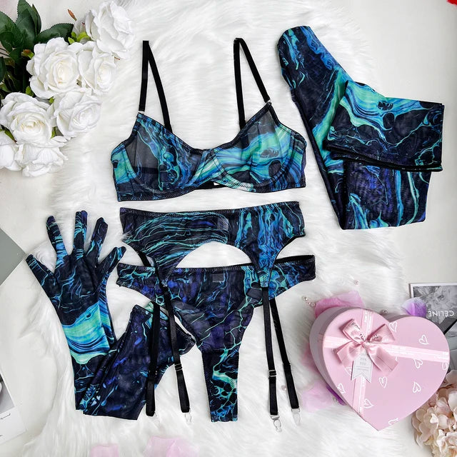 Set di Lingerie 5 Pezzi Tie-Dye