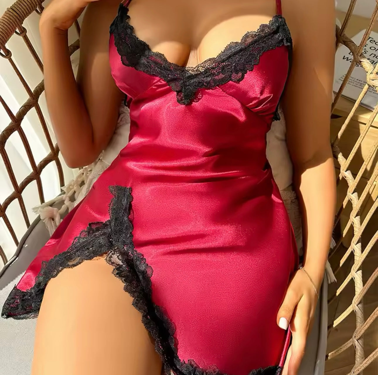 Babydoll in raso Soft Kisses - Rosso