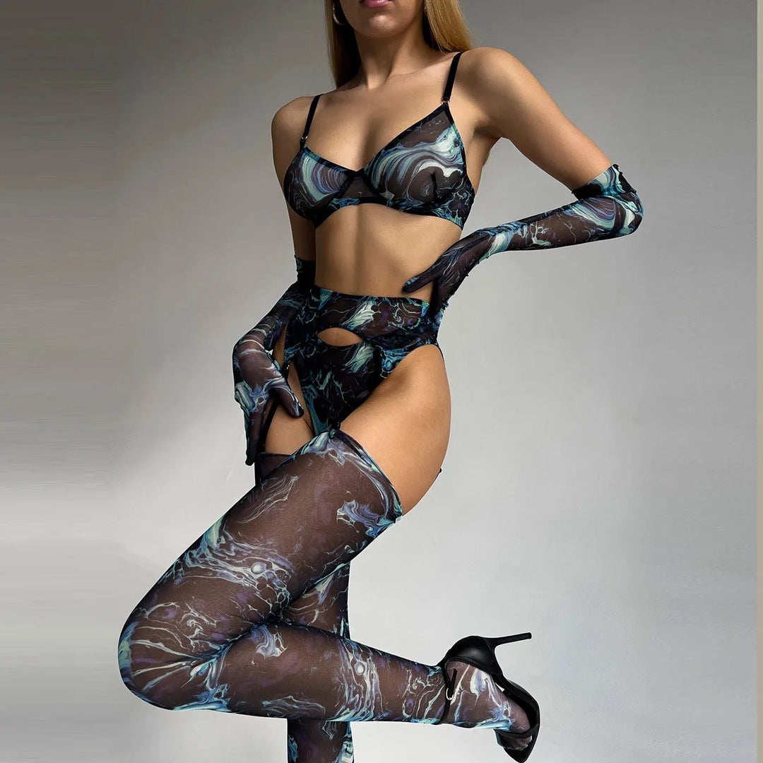 Set di Lingerie 5 Pezzi Tie-Dye