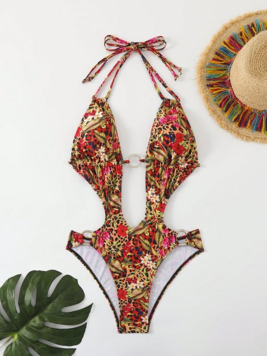 Costume da Bagno Intero con Motivo Floreale