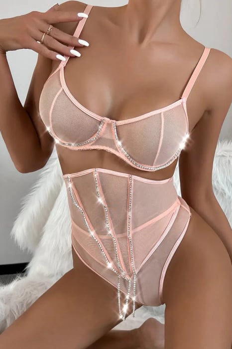 Set Di Lingerie A 3 Pezzi Con Strass